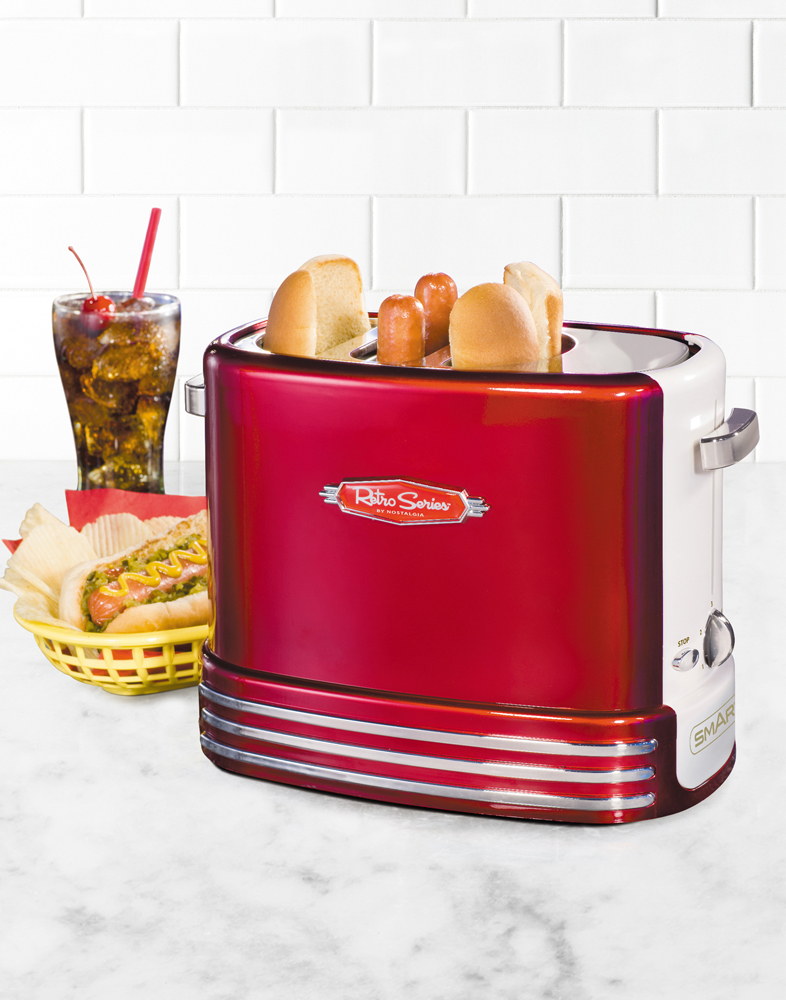 Nostalgia Retro Pop-Up Hot Dog Toaster, Red